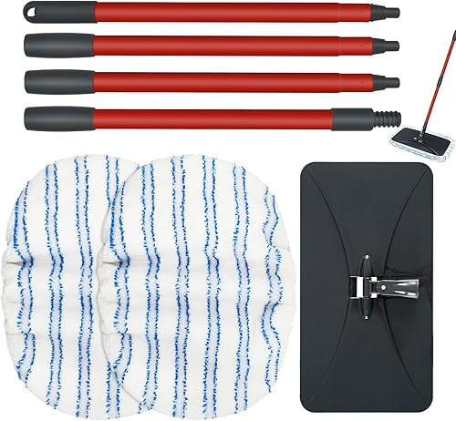 Miniatura 9 de Trapeadores planos de microfibra para limpieza de suelos de madera dura Ocedar 'N More, fregona plana de superficie grande con 2 almohadillas