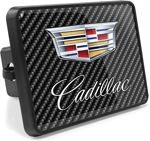 Compatible con Placa de metal con aspecto de fibra de carbono con gráfico UV Cadillac en cubierta de enganche de plástico ABS 2