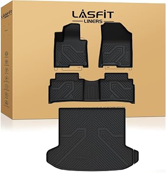 LASFIT Floor Mats & Cargo Mat for Kia Sportage PHEV 2025 2024 2023 Fit with Subwoofer, Not Fit Gas/Hybrid, All Weather TPE Mats Custom Fit Floor Liners & Trunk Mat for Kia Sportage 2023-2025