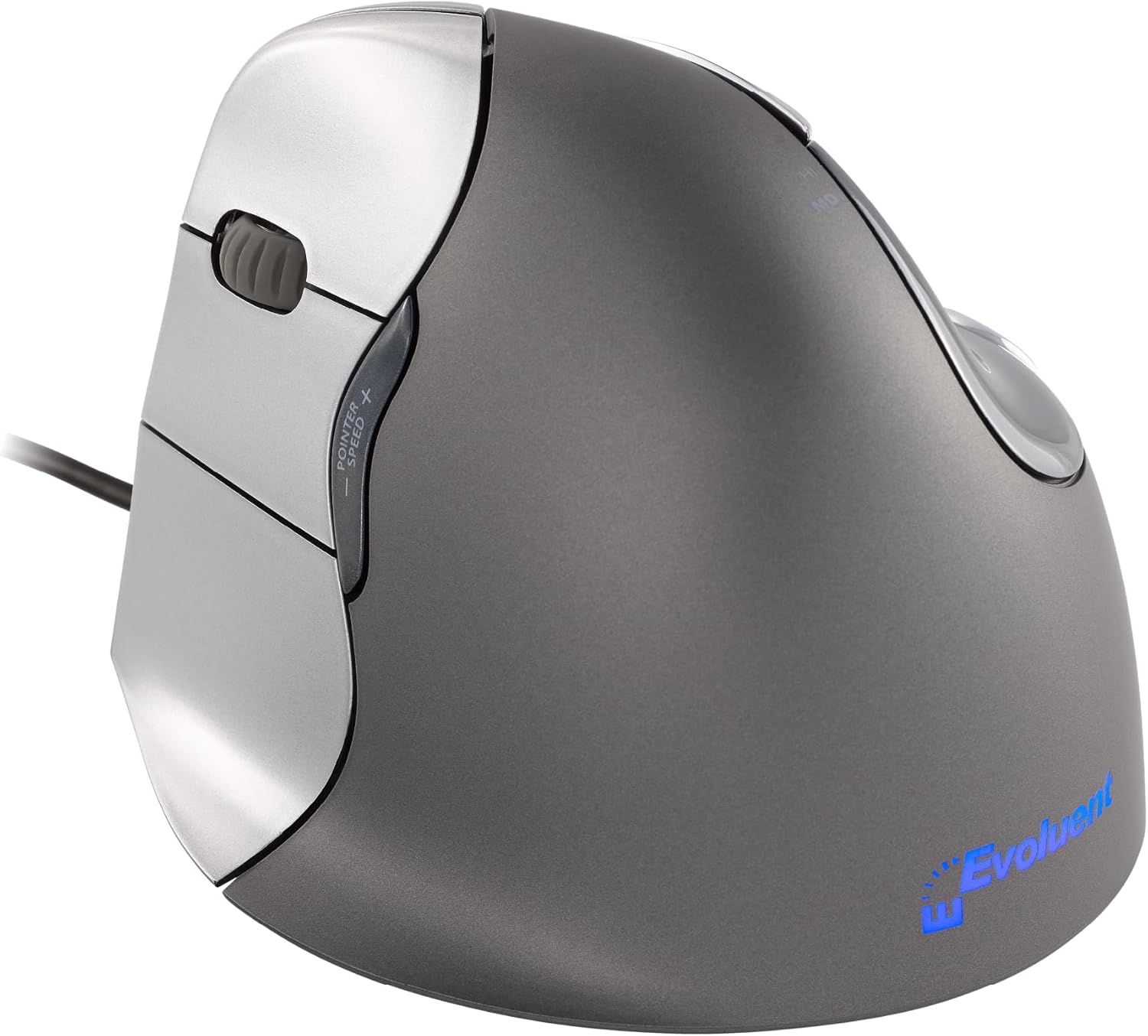 Evoluent – Inventor of The Vertical Mouse – VM4L Ergonomic Vertical Mouse Left Hand Wired USB, Sculpted for Comfort, Reduces Wrist Strain, 4 Speeds, 6 Customizable Buttons in Windows