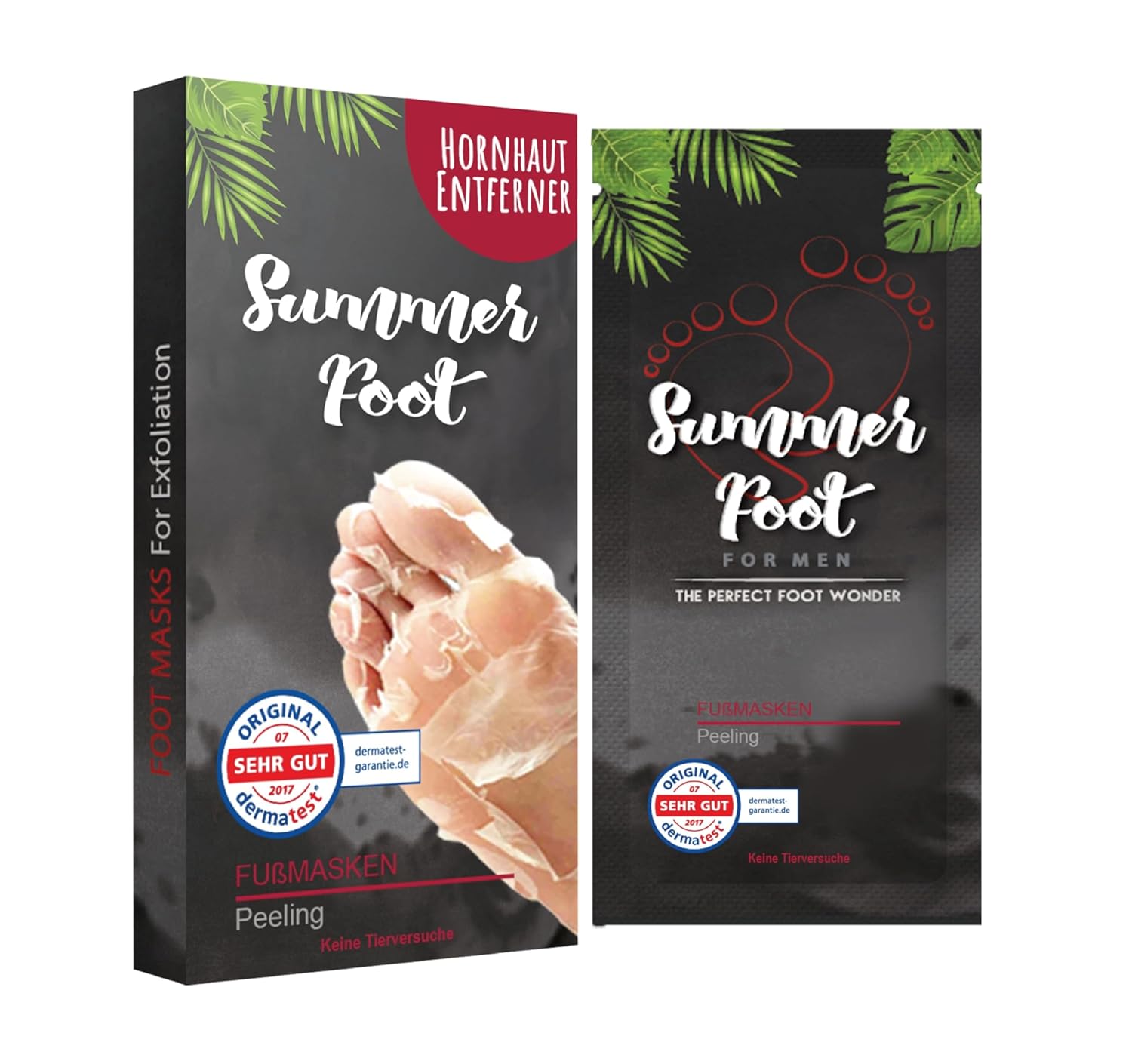 Summer Foot Premium Foot Mask for Men Double Pack | Exfoliating Foot Peel & Callus Remover for Feet - Repair rough heels with one-time treatment Baby Soft Feet 2 pairs for him (4 masks)