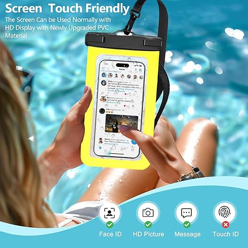 Miniatura 9 de Bolsa impermeable para teléfono celular paquete de 5 fundas universales a prueba de agua con cordón para el cuello, soporte transparente para