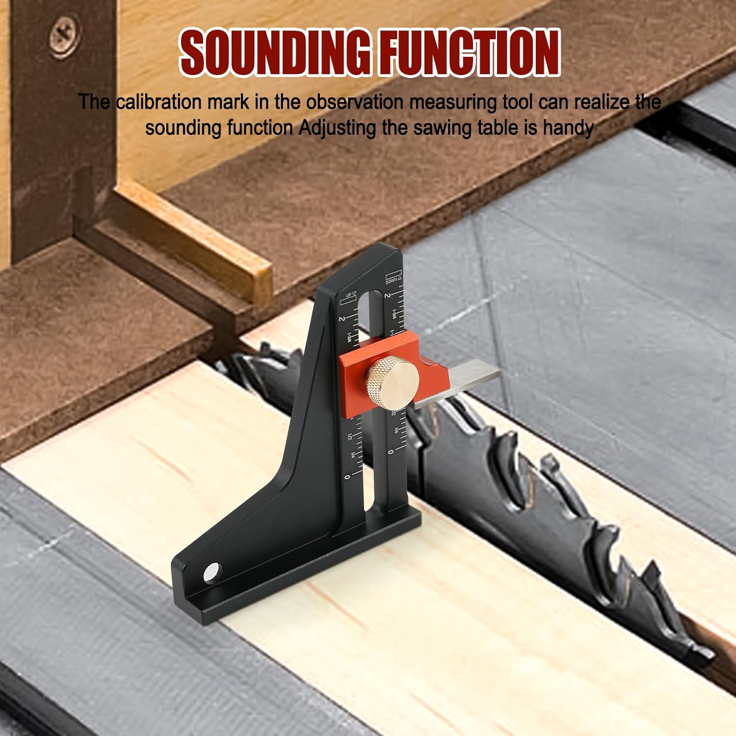 Table Saw Height Gauge, Woodworking Height Gauge in Inches Depth Gauge Woodworking Router Height Adjuster Table Saw Accessories for Wood Working, Aluminum Alloy