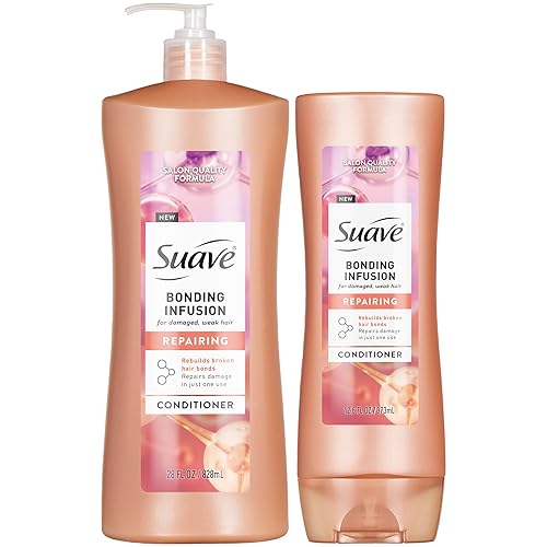Suave Bonding Infusion - Acondicionador reparador de 2 tamaños, humedad intensa restaura el brillo y la resistencia al cabello débil y dañado