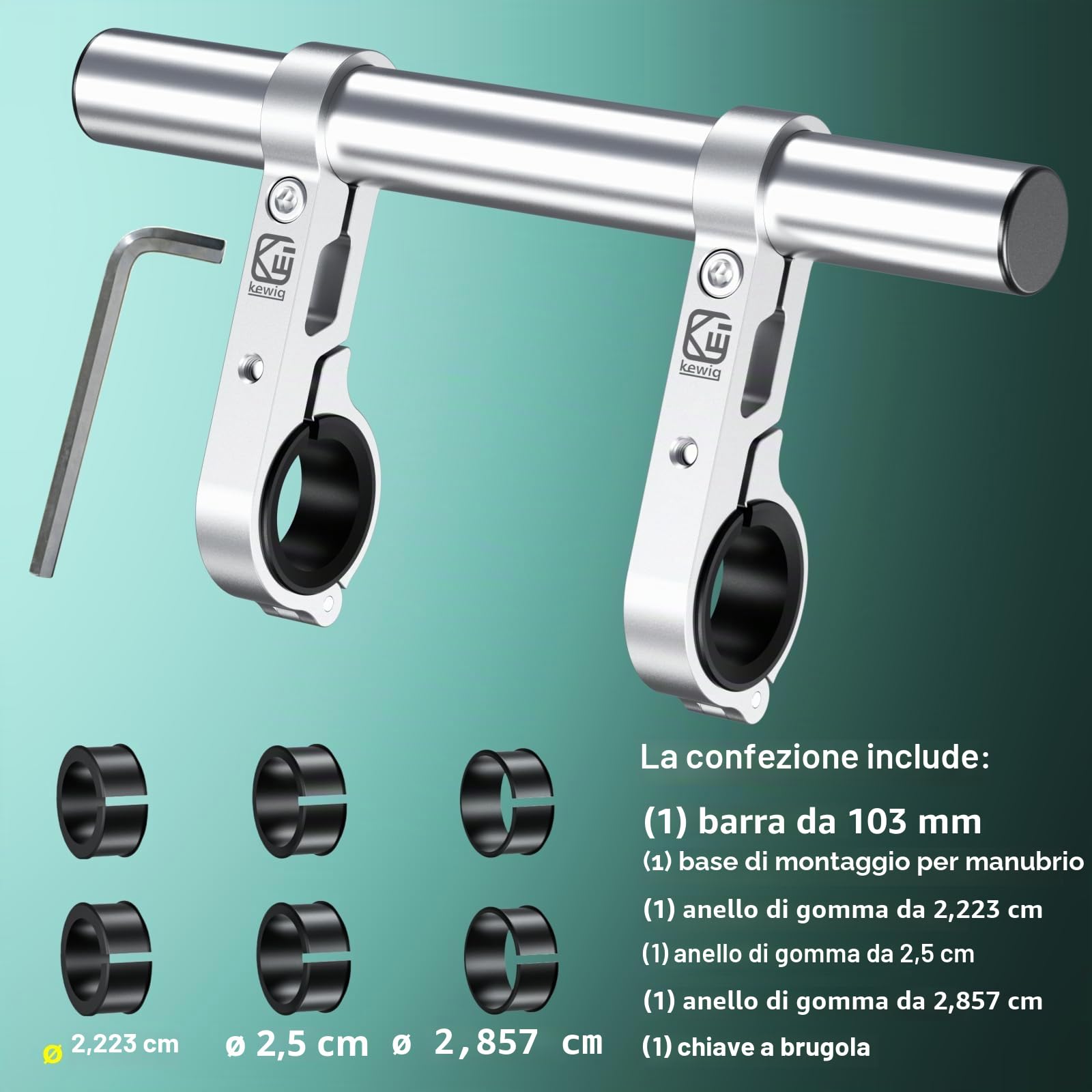 BRCOVAN Estensioni per manubrio in lega di alluminio, supporto a morsetto doppio, adatto da 2,2 cm a 3,2 cm