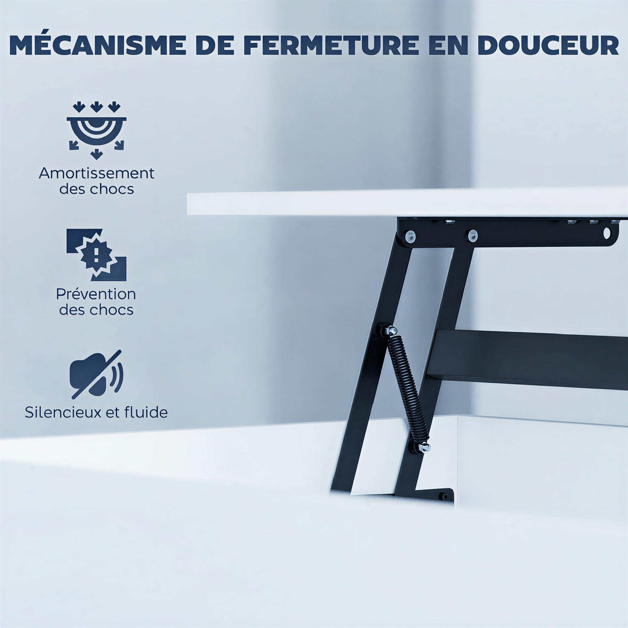 HOMCOM - Mesa baja elevable moderna con compartimento oculto y 2 cajones, mesa de salón para oficina y salón, 100 x 50 x 44 cm, color blanco