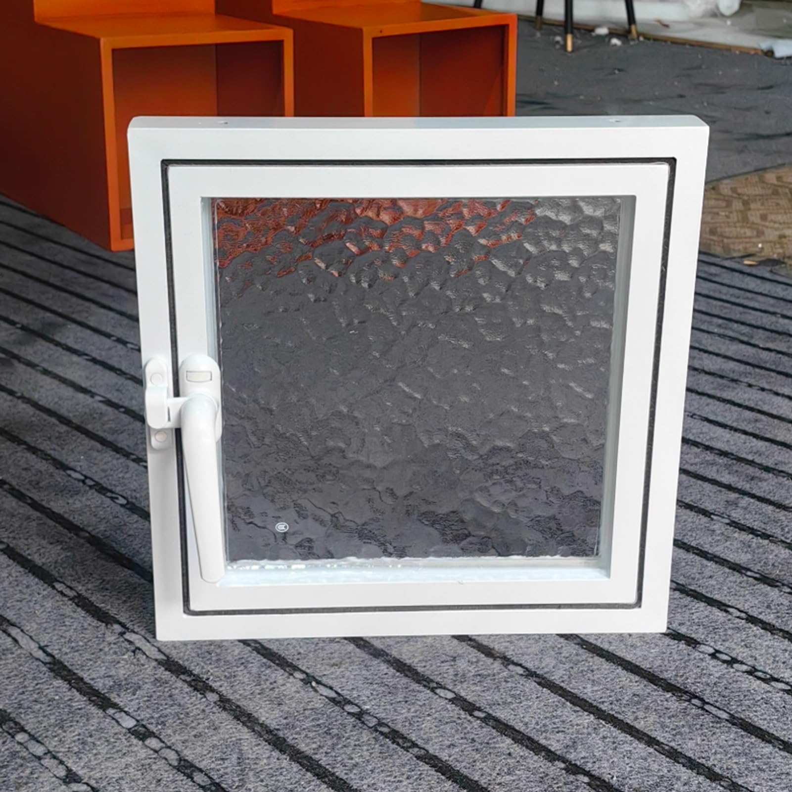 Finestra Di Ventilazione Della Lega Di Alluminio, Finestra A Oblò In Vetro Temperato Con Maniglia, Per Bagno, Seminterrato(White,50cm/19.6in)