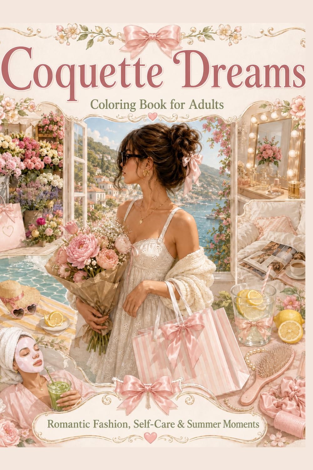 Coquette Dreams - Coloring Book for Adults: Romantic Fashion, Selfcare, and Summer Moments