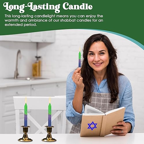 Miniatura 23 de Majestic Giftware /Safed Candles - Paquete de 12 velas Shabat (SC-SHTR-T) Velas tradicionales de Shabat hechas a mano de 5 pulgadas sin goteo Se