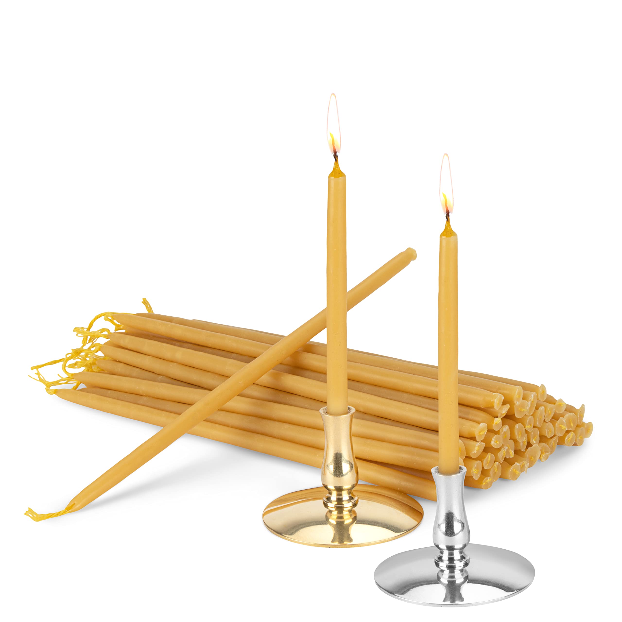 Bougies pointues et bougeoirs NKlaus en pure cire d'abeille pour offrir