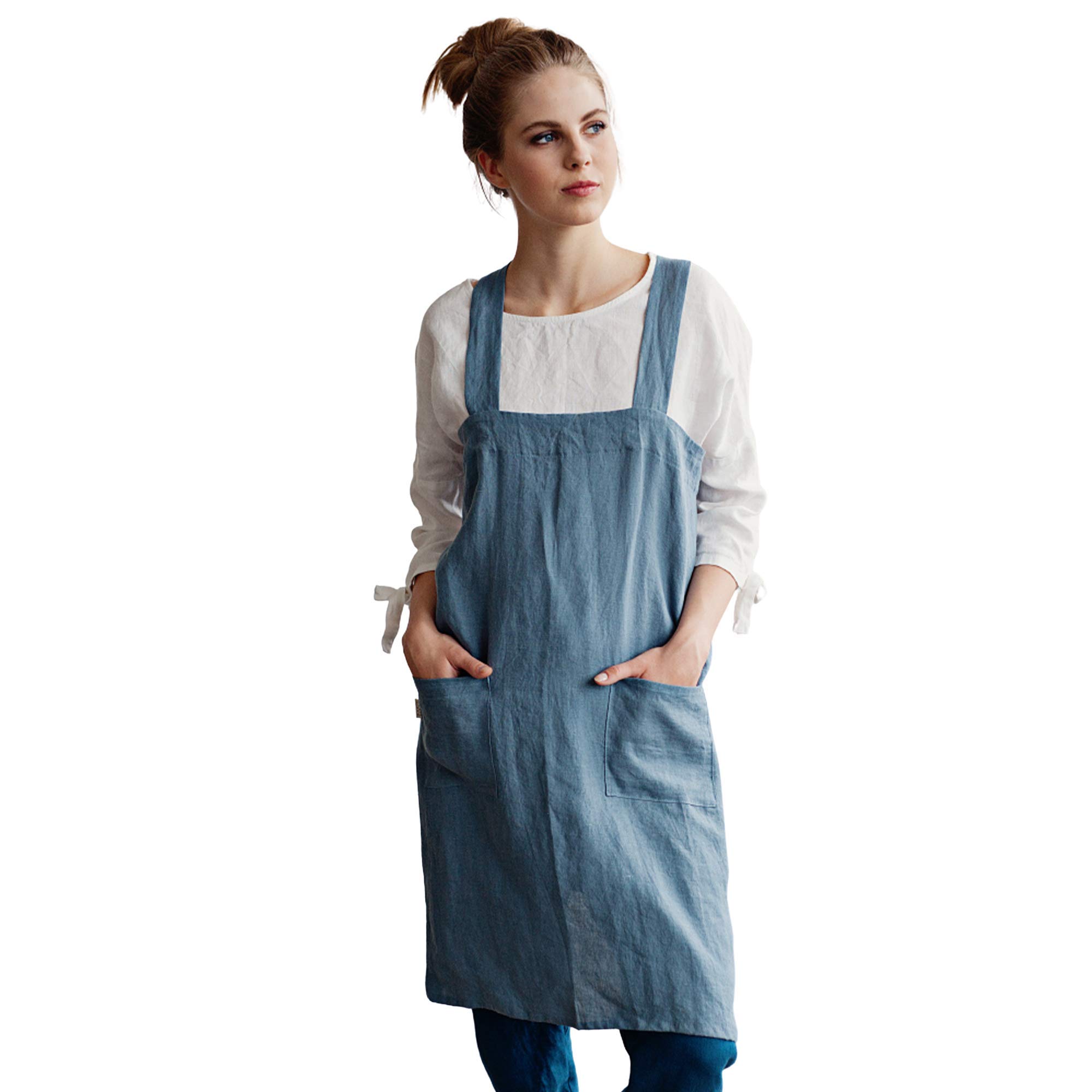 MagicLinen 100% Linen Apron - Cooking, Gardening, Grilling, Painting Apron with Pockets - Perfect fo