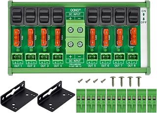 DC Power Distribution Module, Rocker Switch, Fused, Pluggable Top Wiring Terminal Block, DIN Rail and Screw Mount (8 Channel)