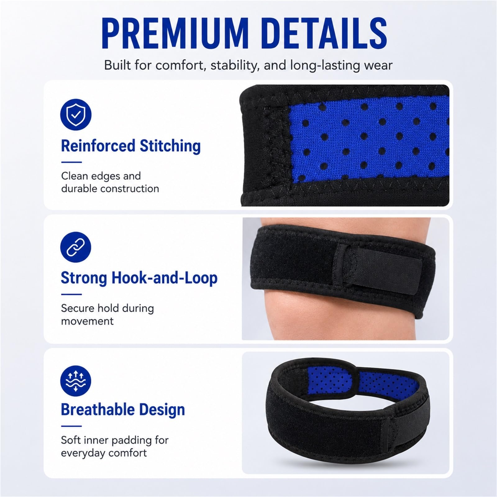 Generisch Kniebandage zur Patellarsehnenunterstützung bei Laufen, Arthritis, Springerknie, verstellbares Neoprenband zur Schmerzlinderung, Sport, Training, Wandern, für Damen und Herren