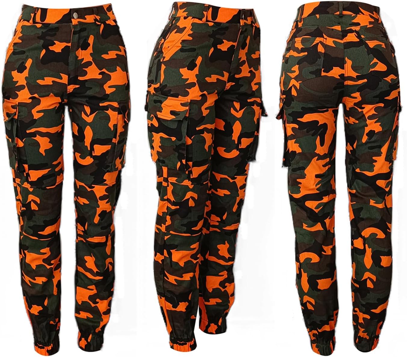 Famnbro Women Camo Pants Camouflage Cargo Pants Ankle Cuffed Army Fatigue Joggers Streetwear