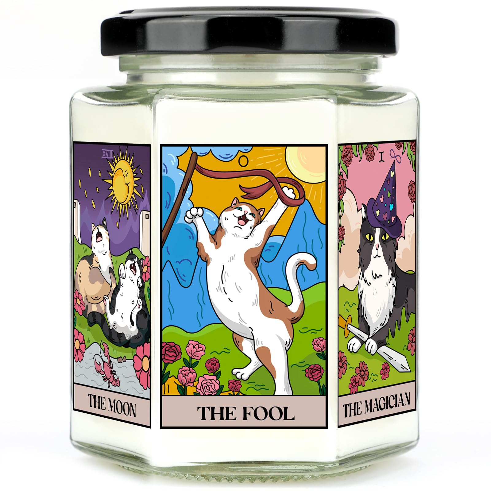 Gifts for Women-Best Friend Birthday Gift for Female-Astrology Gift for Friends-Witchy Gifts for Sister-Funny Candles for Her,Sister,Mom,BFF-Tarot Cat Lavender Candles-8oz Candle Jars