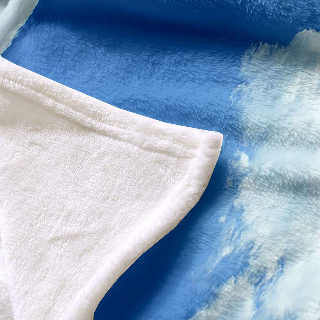 Manta De Franela De Microfibra 180X220Cm Manta De Felpa Suave Para Sofá Cama 3D Paisaje De Cielo Azul Y Nubes Blancas Impresión Patrón Manta Polar Invierno Gruesa Y Esponjosa Caliente Transpirable