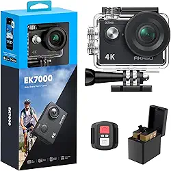 AKASO Câmera de ação EK7000 4K30FPS 20MP Ultra HD câmera subaquática 170 graus grande angular 98FT à prova d'água suporta microfone externo
