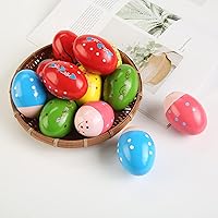 Vista 6 de 12 piezas de maracas de huevo de madera, instrumentos de percusión musicales de mano