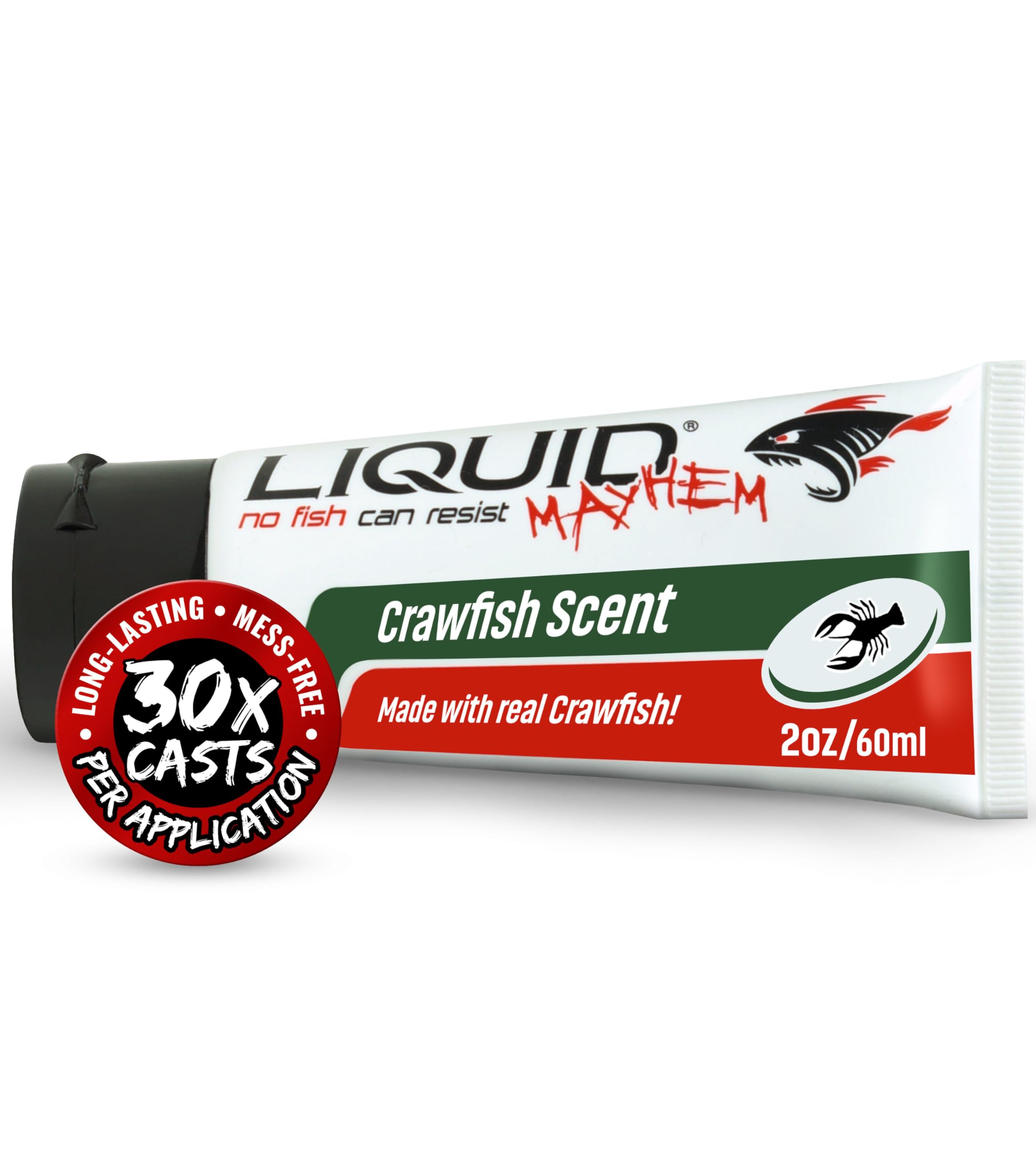 Liquid MayhemCrawfish Fish Attractant Gel 60 ml / 2 oz · 60 Uses 1-Pack – Real Crawfish Bait & Aminos | UV-Enhanced Long-Lasting Gel – All Lure Types