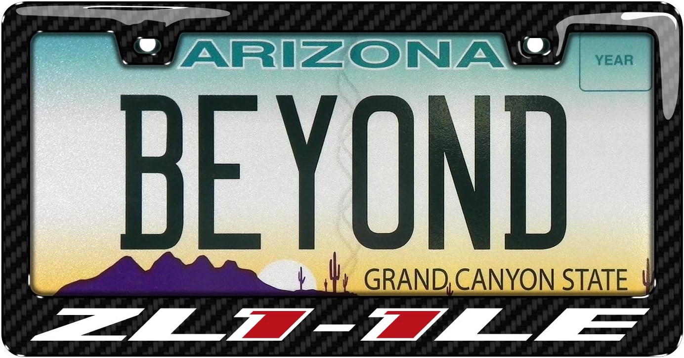 iPick Image for Chevrolet Camaro ZL1-1LE in 3D on Real Carbon Fiber ABS Plastic License Plate Frame is Official Licensed