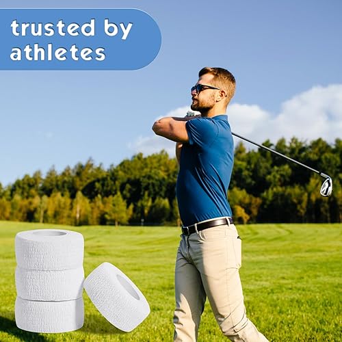 Miniatura 4 de Shappy Cinta de agarre para golfistas, cinta atlética de golf para dedos, vendaje de golfista, adhesivo preenvolvente, elástico, 4 rollos para