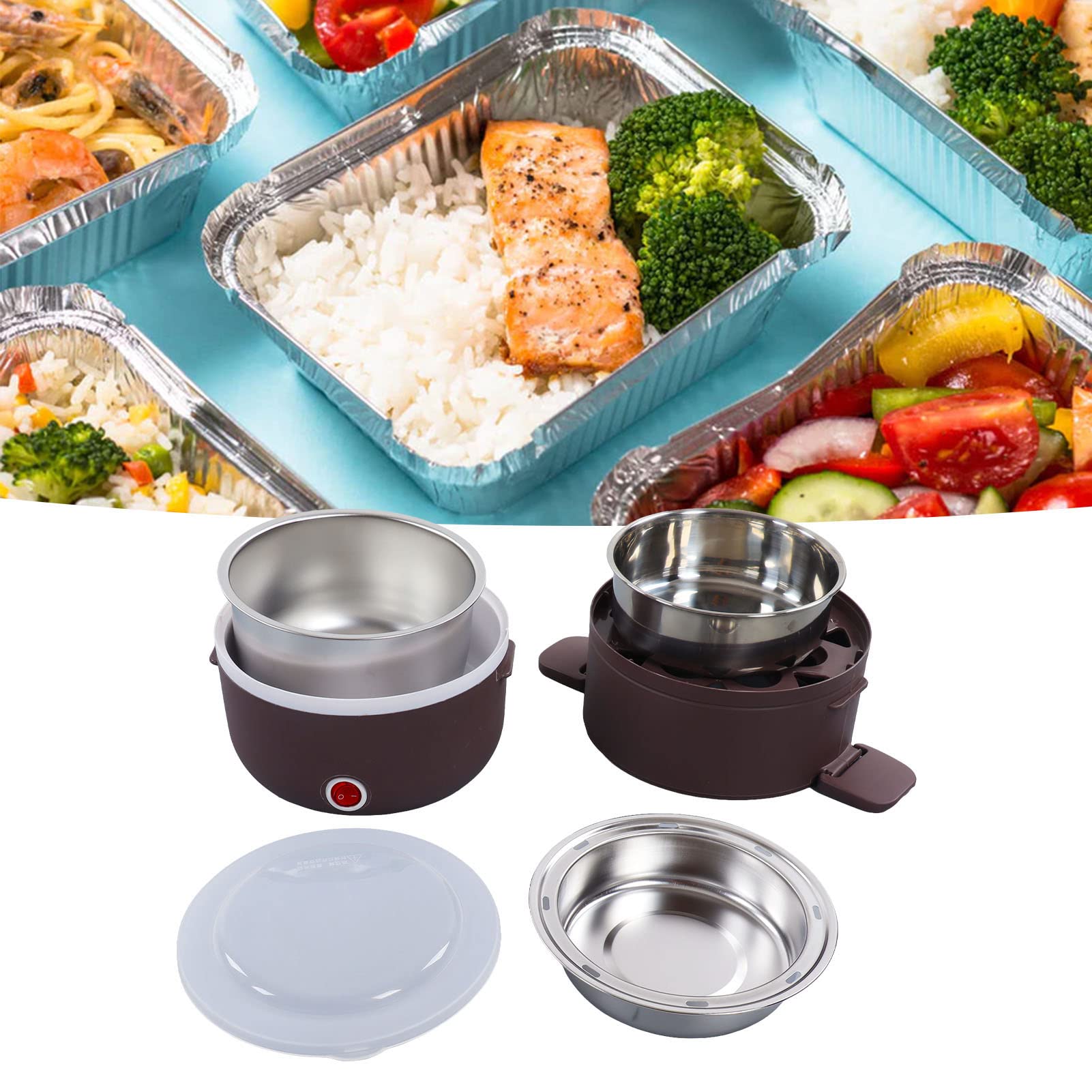 Elektryczne pudełko na lunch, 1,2 l, 3 warstwy, przenośny podgrzewacz do jedzenia 220 V, 50 Hz, 250 W, szczelne pudełko Bento, podgrzewacz do ryżu (2#)