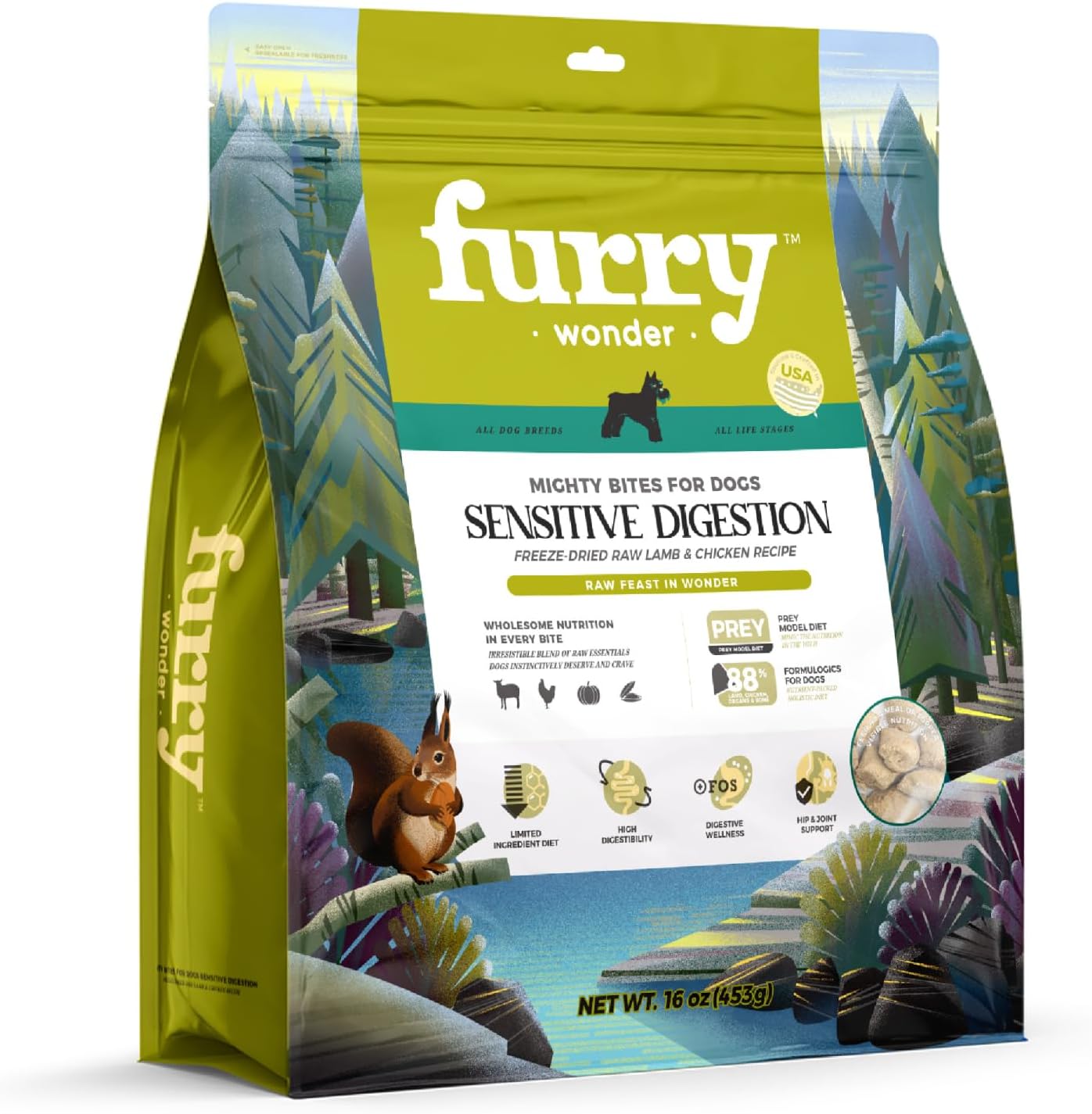 FURRY WONDER Freeze Dried Raw Dog Food Lamb and Chicken