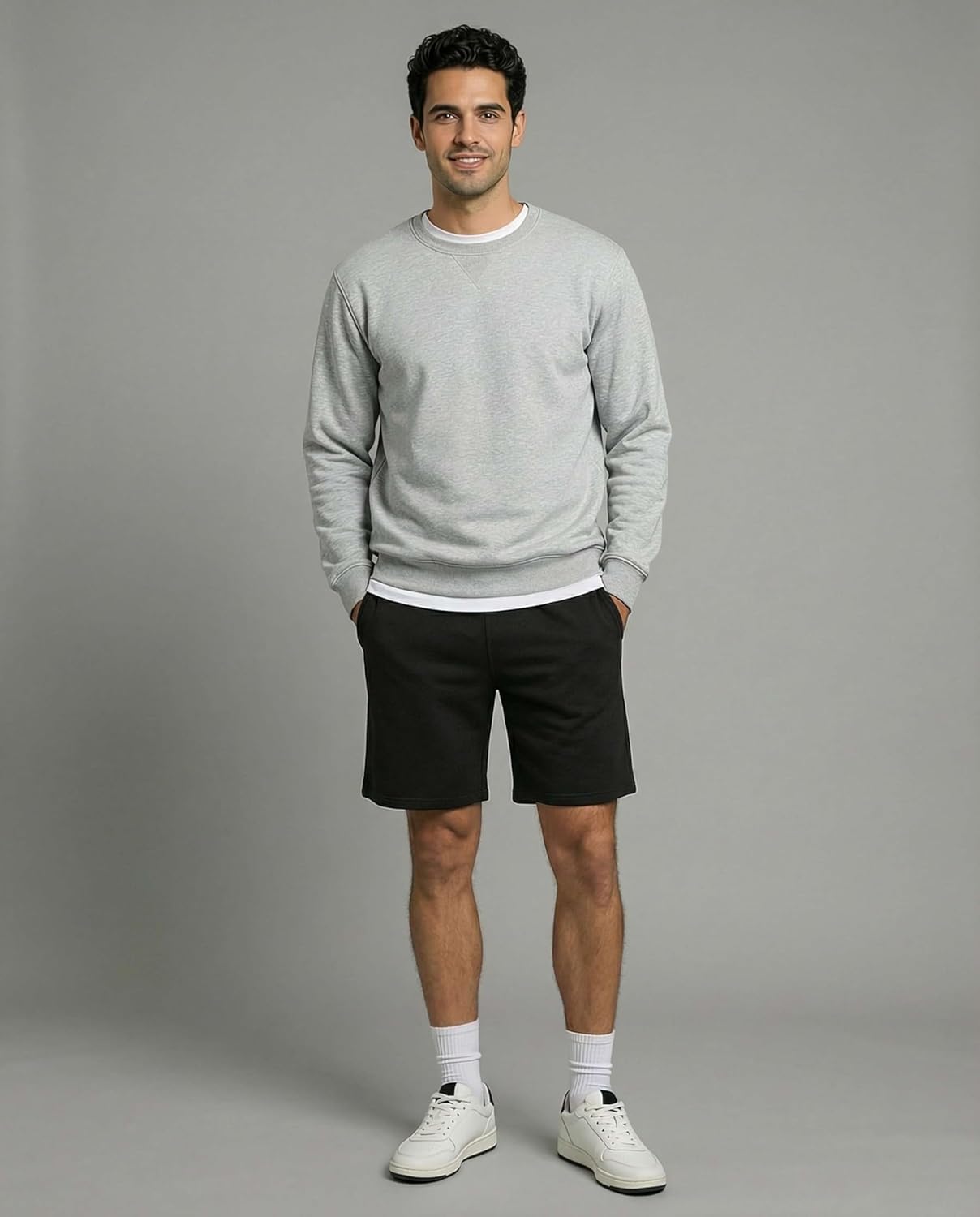 Real Essentials 3 Pack: Men’s 9" Cotton Fleece Sweat Short – Casual Gym, Lounge & Sleep Shorts with Pockets