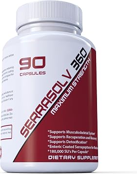 90 Capsule Bottle Advanced Systemic Enzyme Serrapeptase Supplement containing 180,000 of Enteric Coated Serrapeptase per Capsule. 90 Capsule