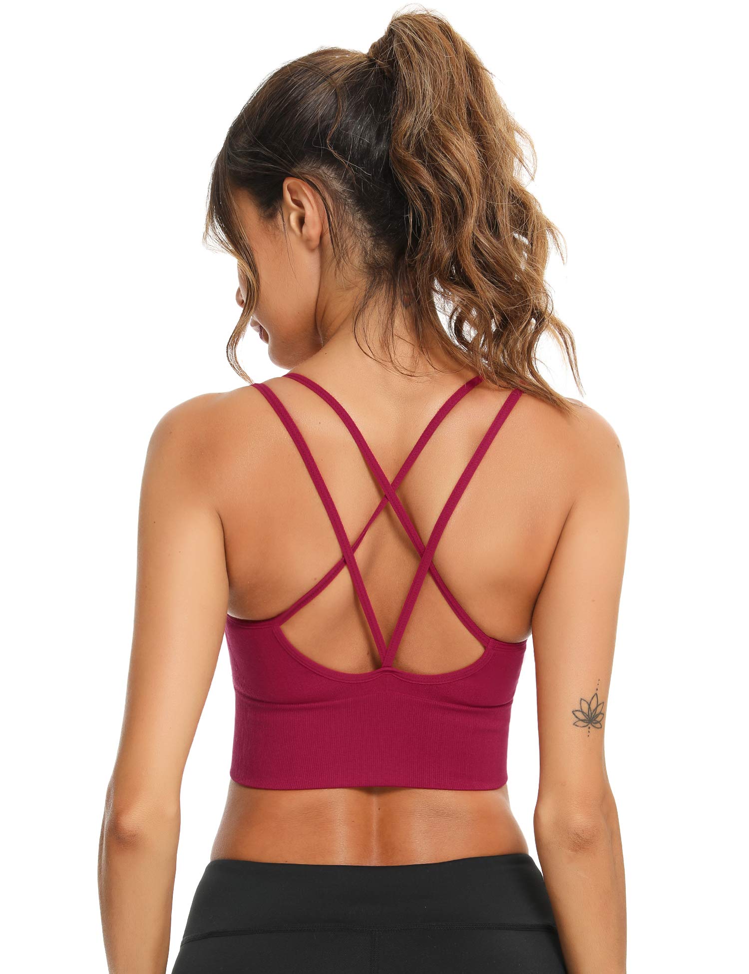 Sykooria Reggiseno Sportivo Donna Top Reggiseno Donna Senza Ferretto con Imbottito Top Donna Fitness Supporto Bustino per Yoga Running S-XL