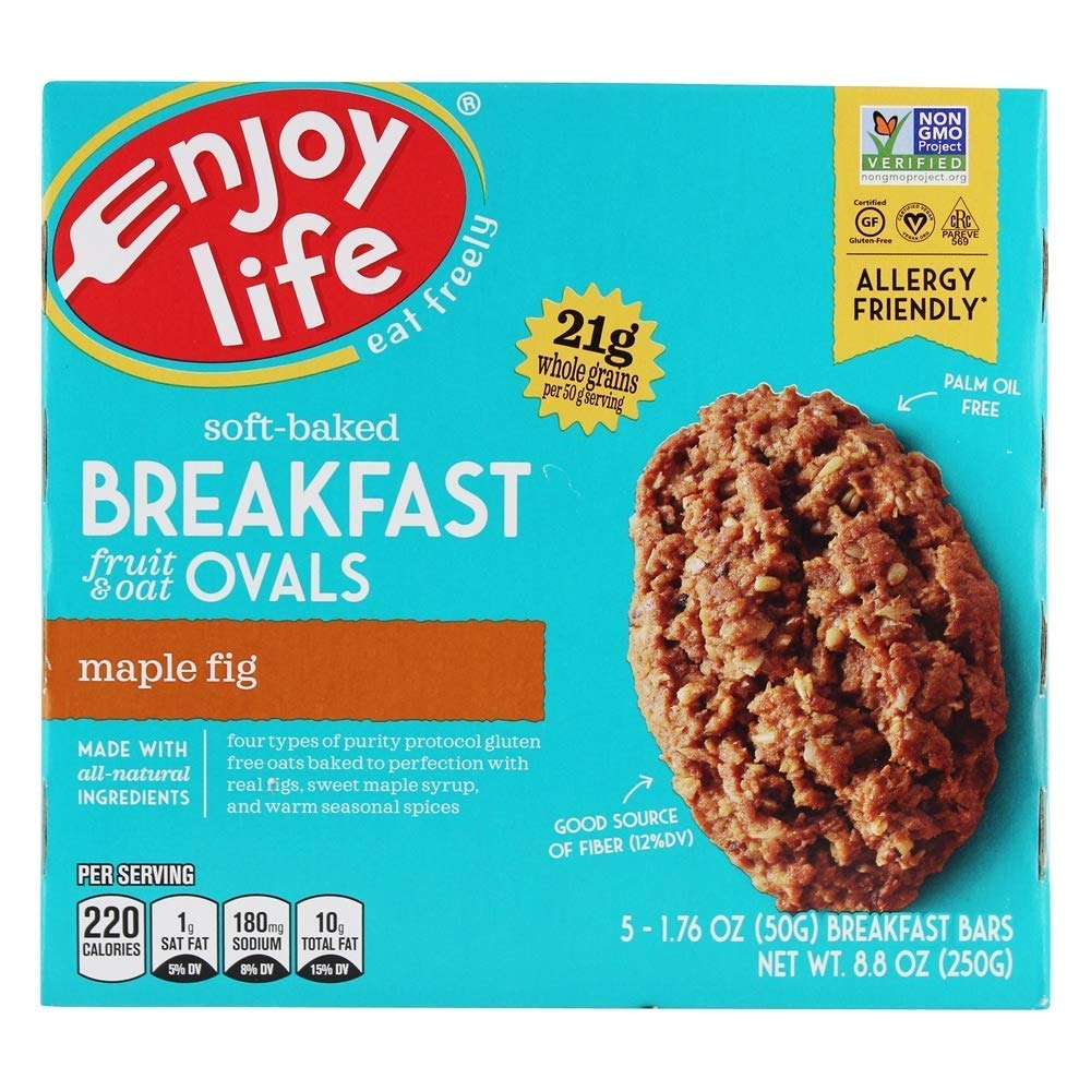 Enjoy LifeFoods, Soft-Baked Breakfast Fruit & Oat Ovals, Maple Fig, 5 Bars, 1.76 oz (50 g) Each