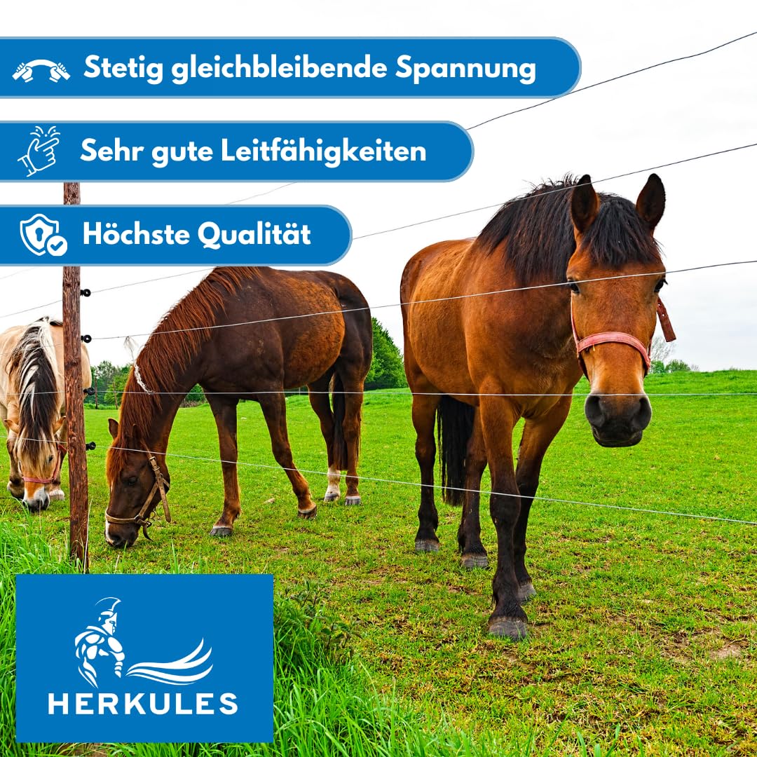 Farmland Herkules Power Weidezaunlitze - 1000 Meter Weidezaun Band mit 0,33 Ohm/m - Robuste Weidelitze BF Turbocord - Weidezaun Litze für alle Tierarten