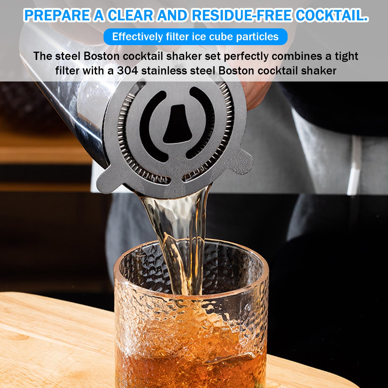 Set di 3 shaker Boston in acciaio inox, WANDGU da 450 ml + 600 ml, shaker da cocktail in acciaio inox 304, strumenti professionali per bar per tutti gli amanti del cocktail e della casa