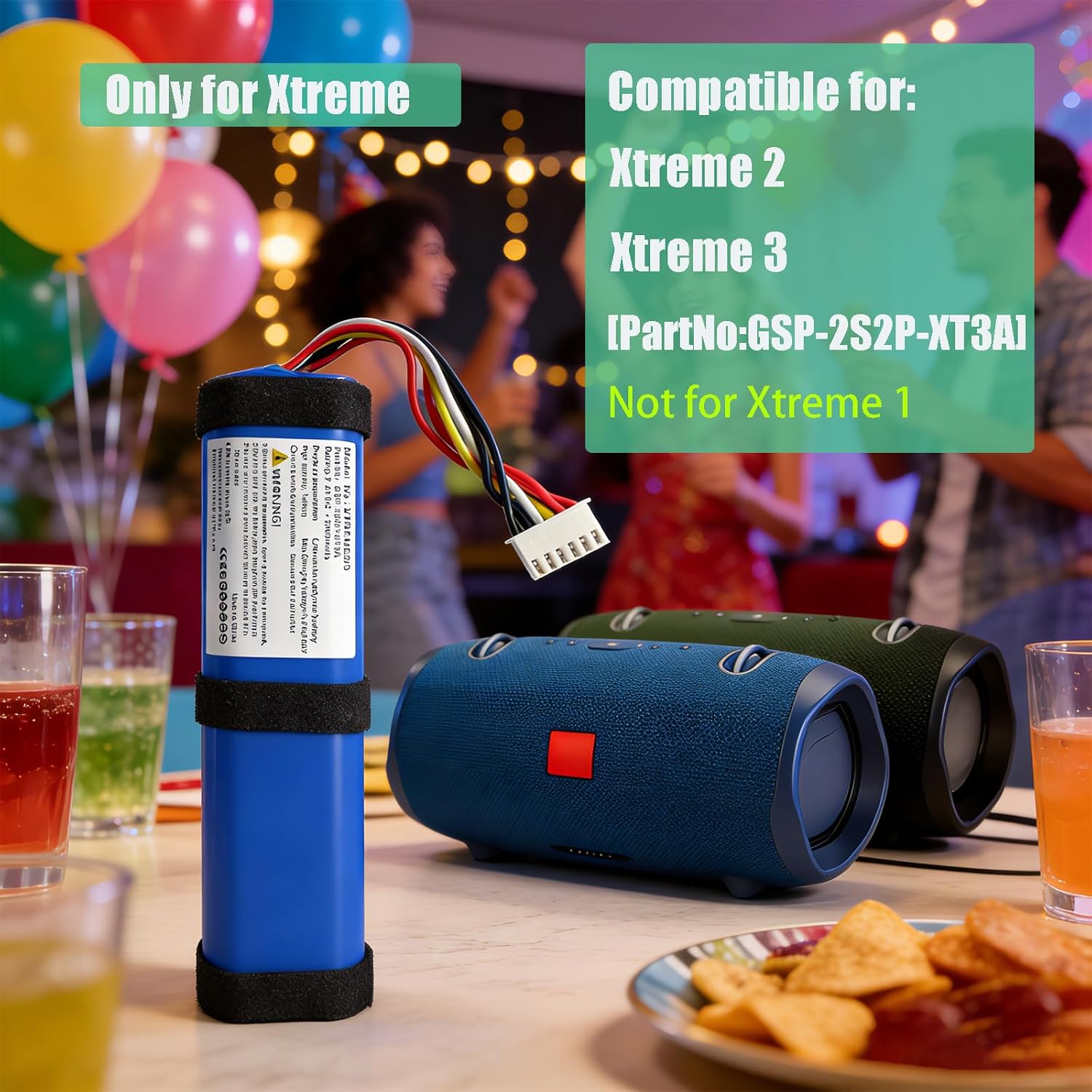 GSP0931198H Replacement Battery for Xtreme 2 Xtreme 3 Waterproof Bluetooth Speaker (Part No: XPart NO Xtreme2 2INR19 66-2 SUN-INTE-103), 7.4V Battery - Image 3