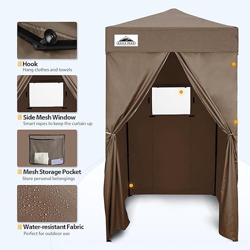 Vista 227 de EAGLE PEAK Flex - Toldo emergente ultra compacto de 4 x 4, refugio solar, vestidor, toldo portátil de privacidad tipo cabana para piscina, sesiones