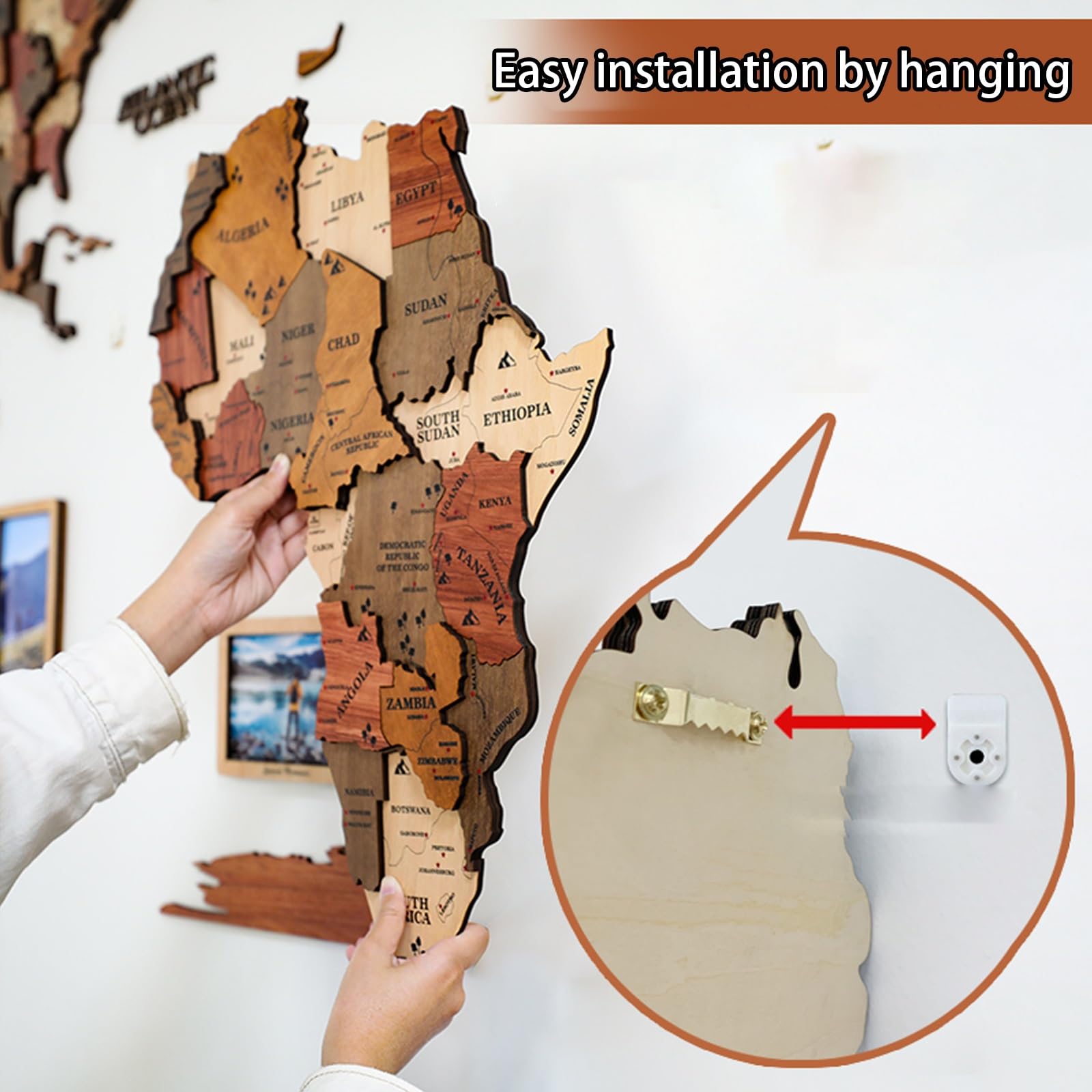 Mural decorativo de madera 3D con mapa del mundo, extragrande para decoración del hogar, moderno, para colgar en la pared de la sala de estar, idea de regalo única