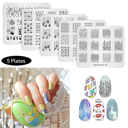 Miniatura 3 de KADS 5 unidsset plantilla de uñas arte plantilla decoración herramienta geometría diseñador estilo imagen placa