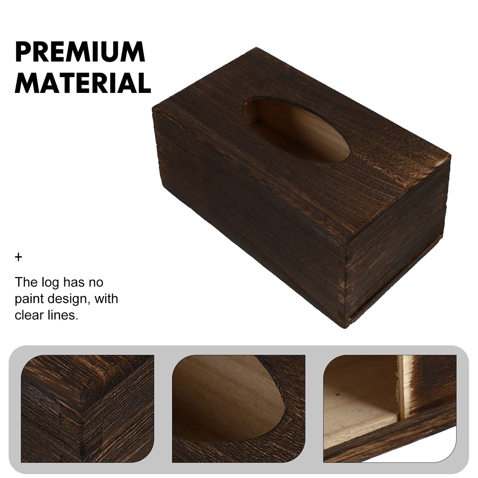 Porta fazzoletti in legno rustico per bagno, camera da letto, scrivania e auto, accessorio decorativo per la casa