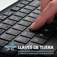 Vista 2 de Perixx PERIBOARD-210 Teclado de tamaño completo con cable, diseño Ultra Delgado y teclas silenciosas, para ordenador, portátil, PC y Escritorio