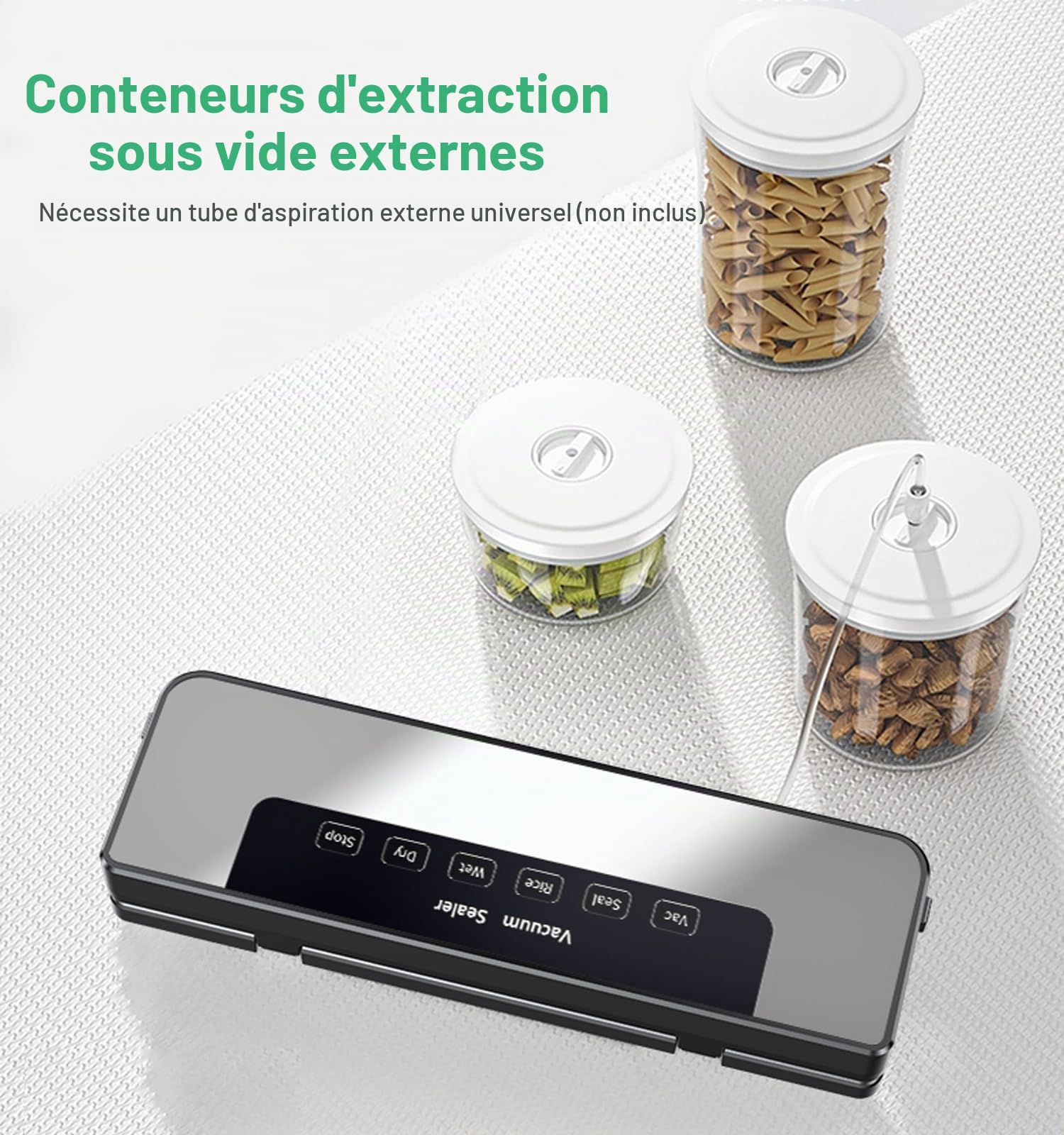 Machine Sous Vide Alimentaire 65 kpa Avec Joint Plus Long de 30mm Sceller Plusieurs Sacs en Même Temps, Machine Sous Vide Pour Aliments Frais Secs et Humides, Enveloppes Pour Aspirateur Incluses
