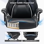 DJ·Wang Big et chaise de bureau haute avec repose-pieds, président du bureau exécutif haute arrière PU Chaises ergonomiques en cuir avec support Lombar, 135° Chaises inclinables Noir