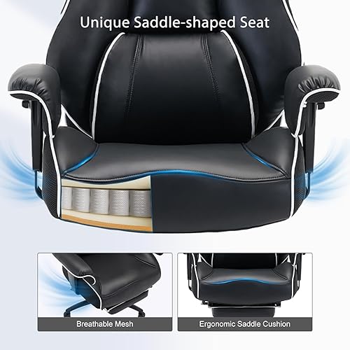 Miniatura 3 de DJWang Silla de oficina grande y alta con reposapiés, silla de oficina ejecutiva de respaldo alto, sillas ergonómicas con soporte lumbar, sillas