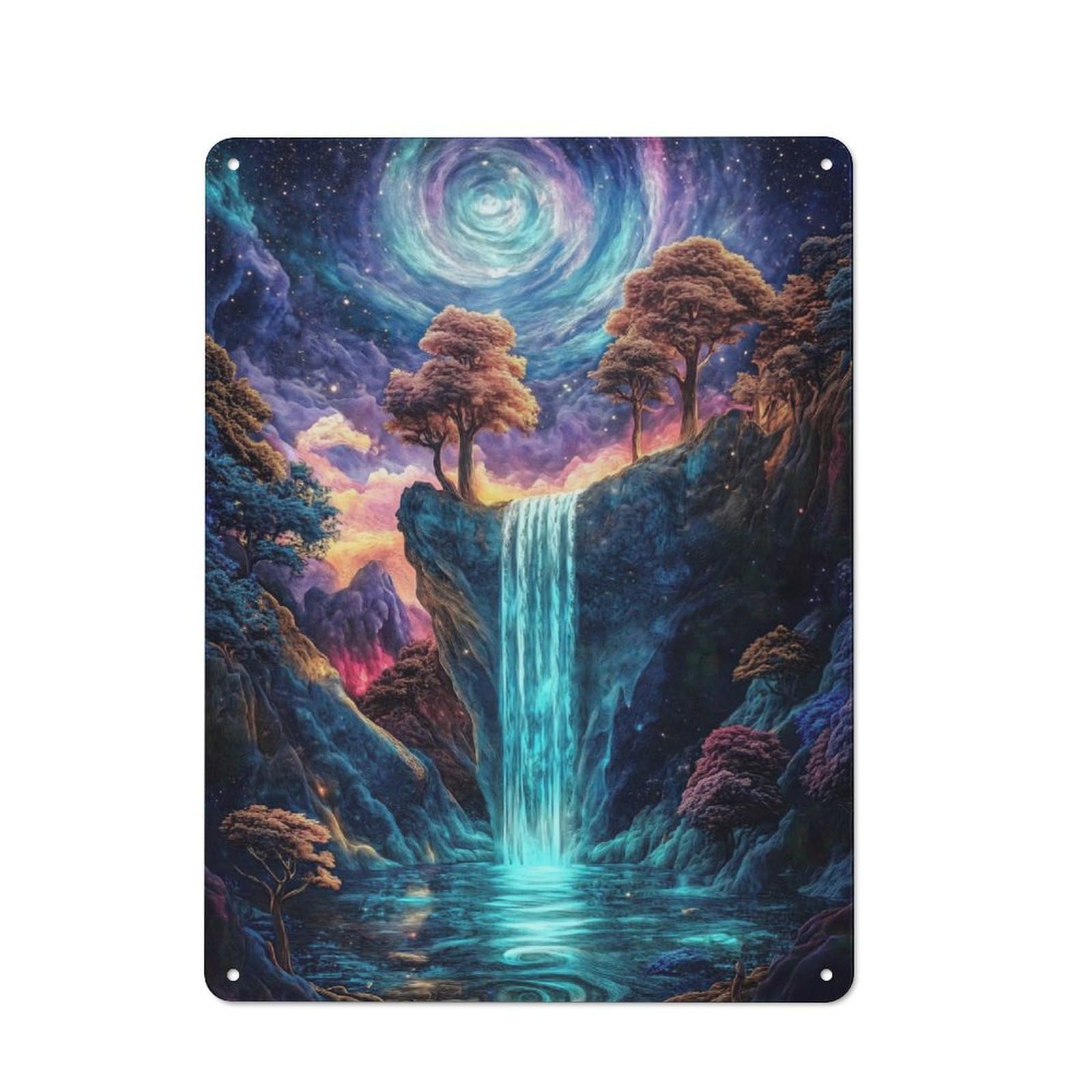 Junmoney Cosmic Waterfall Metal Wall Sign 40X30cm Featuring For Café Or Restaurant, For An Autumn Wall Display In Café And Restaurant