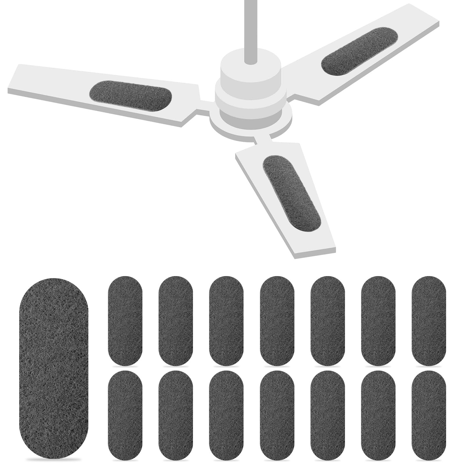 Tuanse 15 Pack Ceiling Fan Filters for Blades, Activated Coconut Activated Zeolite Ceiling Fan Air Filter, Stick Air Filter Purifiers for Common Household Contaminants (Light Gray)