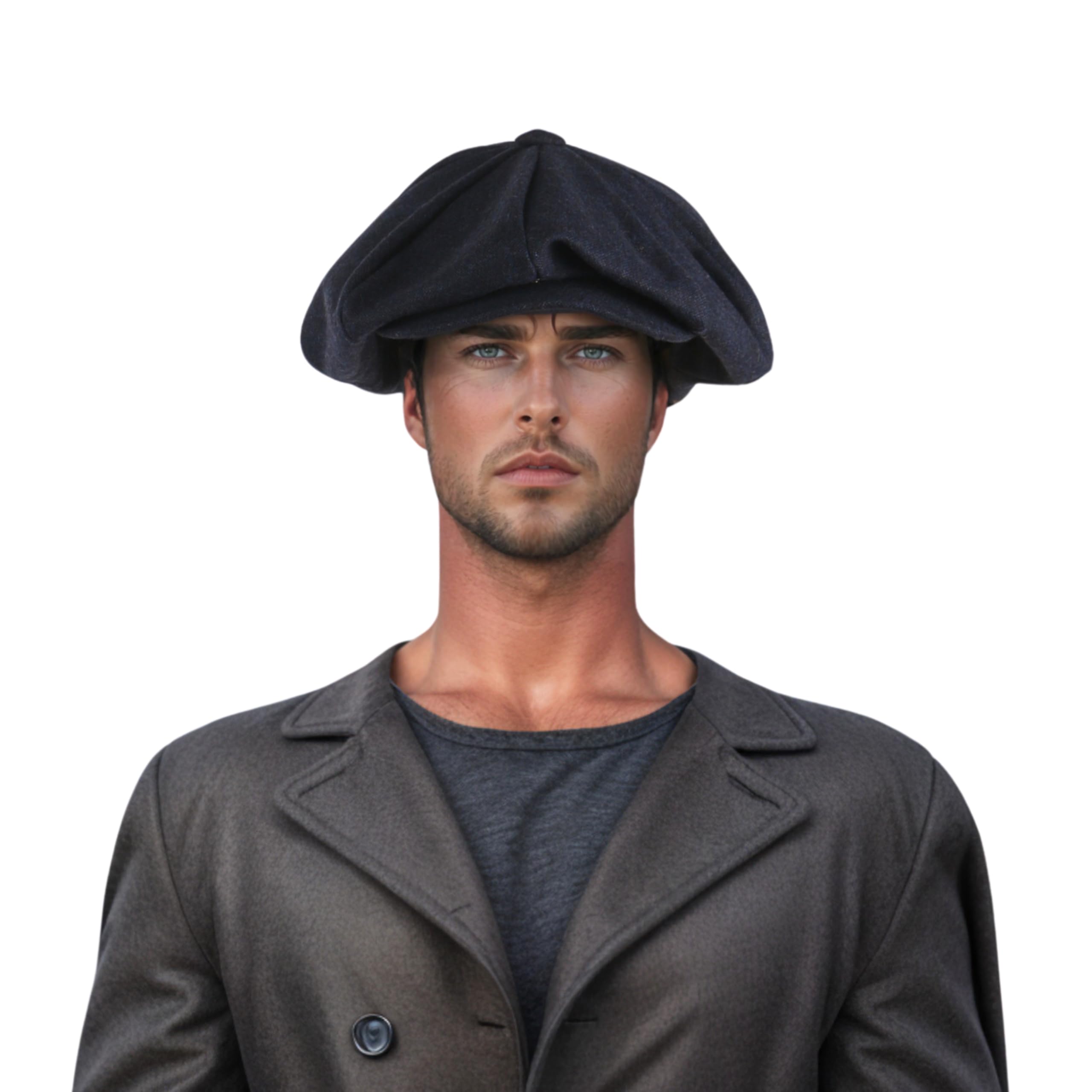 hatsXcaps Unisex Big Apple Wool Hat | Vintage Baker Boy Cap with 8-Panel Design, Soft Satin Lining, Elastic Sweatband for Comfort, Classic Newsboy Flat Cap for Casual, Formal & Outdoor Wear Navy Blue