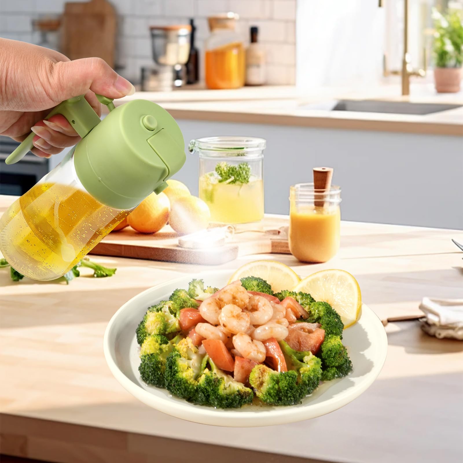 Bouteille d'huile, lot de 2 avec distributeur de vinaigre et d'huile de 500 ml