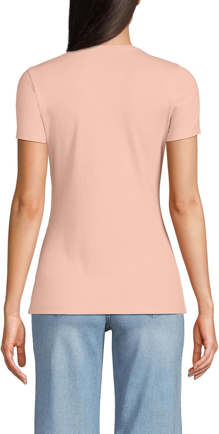 Lands' End Women's Cotton Rib Knit T-Shirt