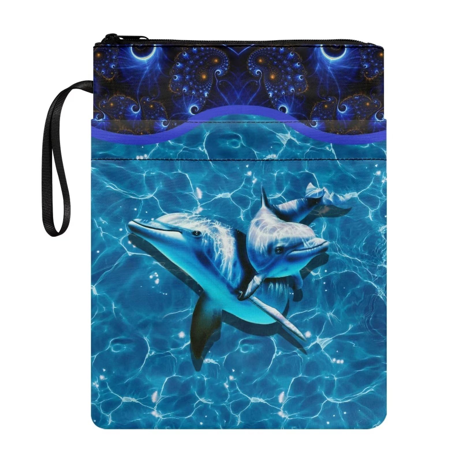 ZIATUBLES Dolphin Print Book Sleeve for Book Lovers with Zipper Book Nerd Book Protector