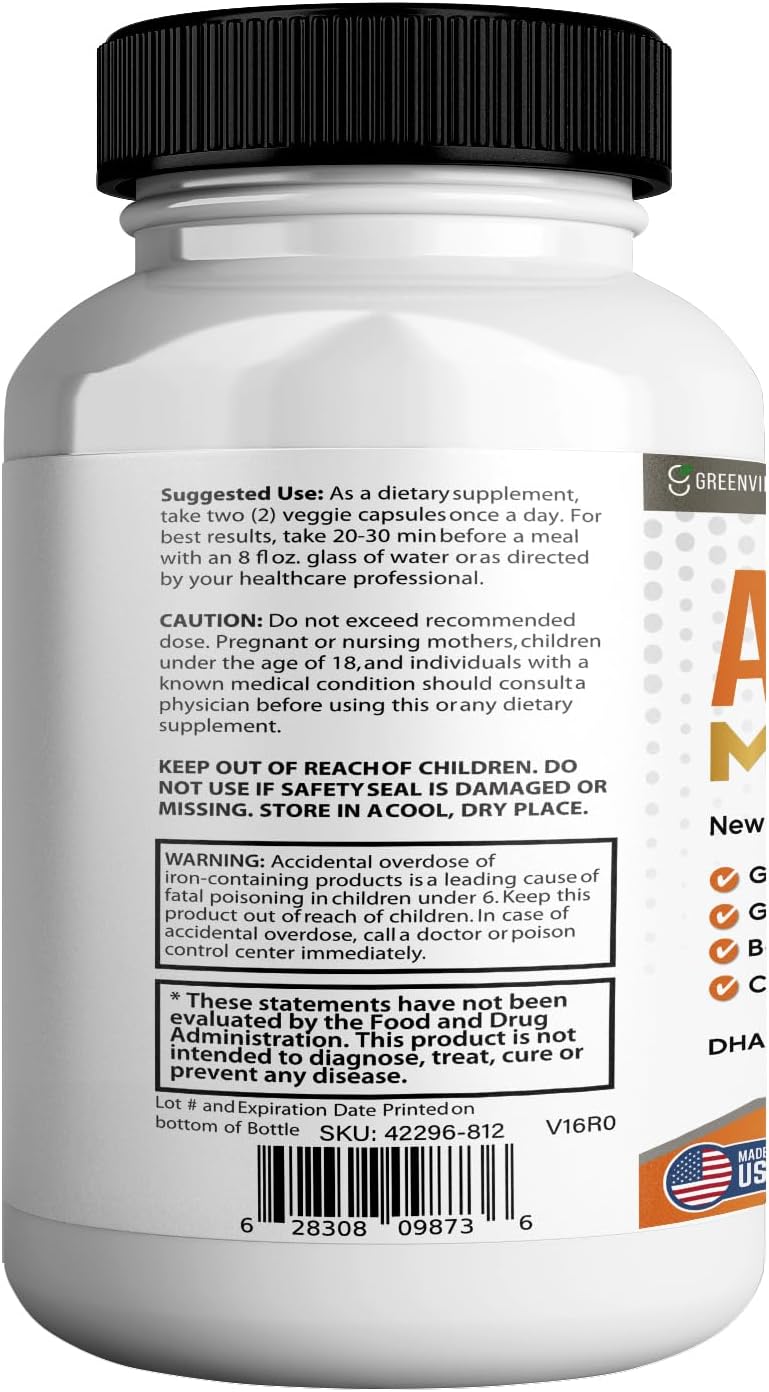 Aria Leaf Max Extra Strength Nootropic Supplement, 60 Capsules, with Grape Seed, Bacopa, Green Tea, DHA, Vitamins (1)