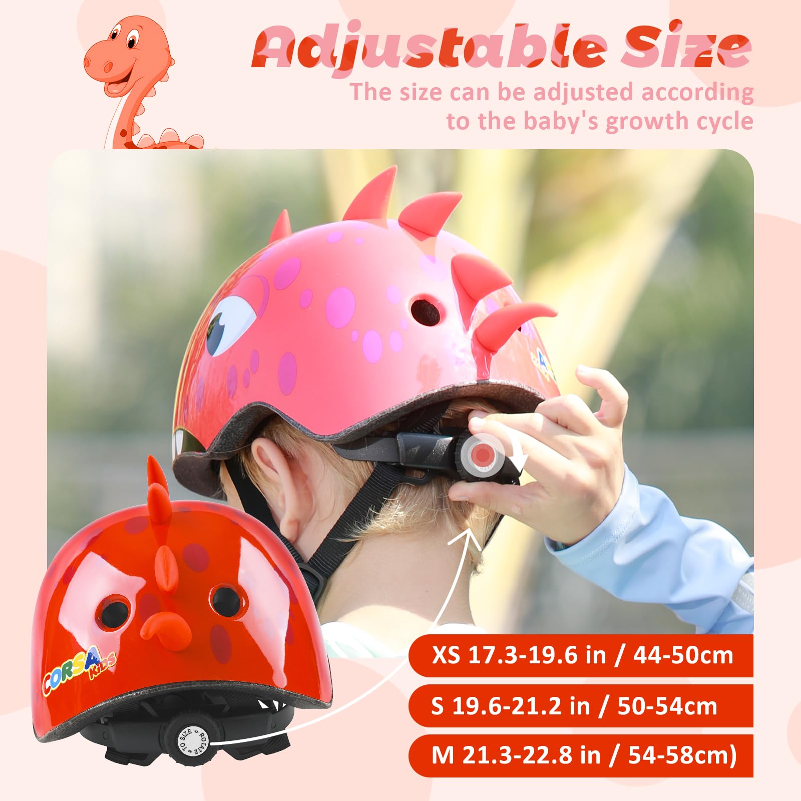 Casco de bicicleta para niños pequeños, ajustable y multideportivo, 3 tamaños para edades de 1-2-3-5-8-14 años 7